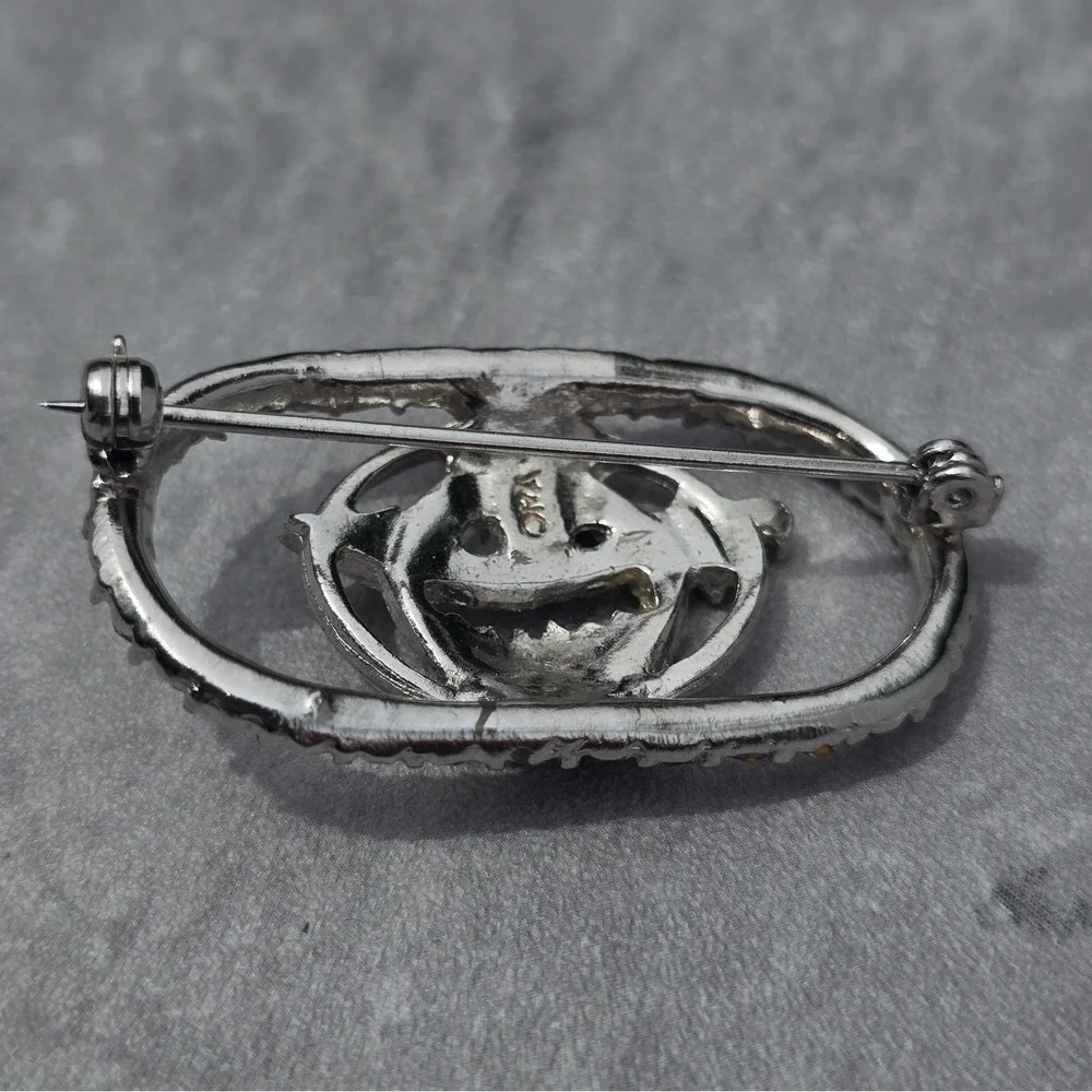 Vintage ORA LOS OF NA Rhinestone Fraternal Membership Pin Brooch